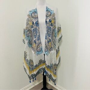 Woven Heart Women’s One Size Sheer Kimono Bohemian Mandala Print Open
